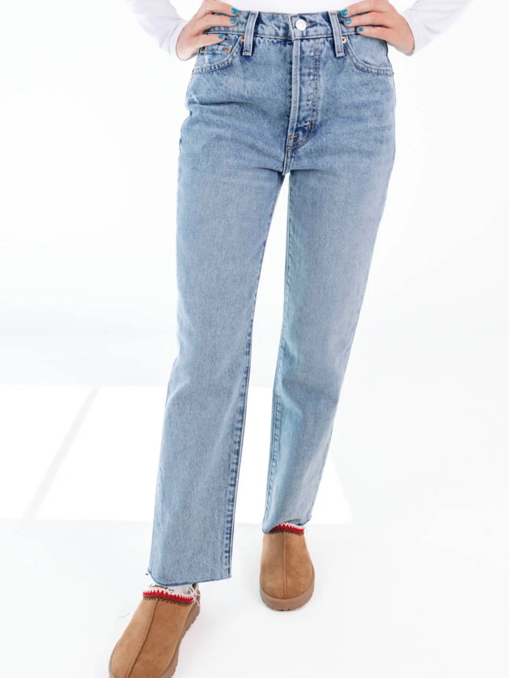 pistola Light Blue High-Rise Straight Leg Jeans